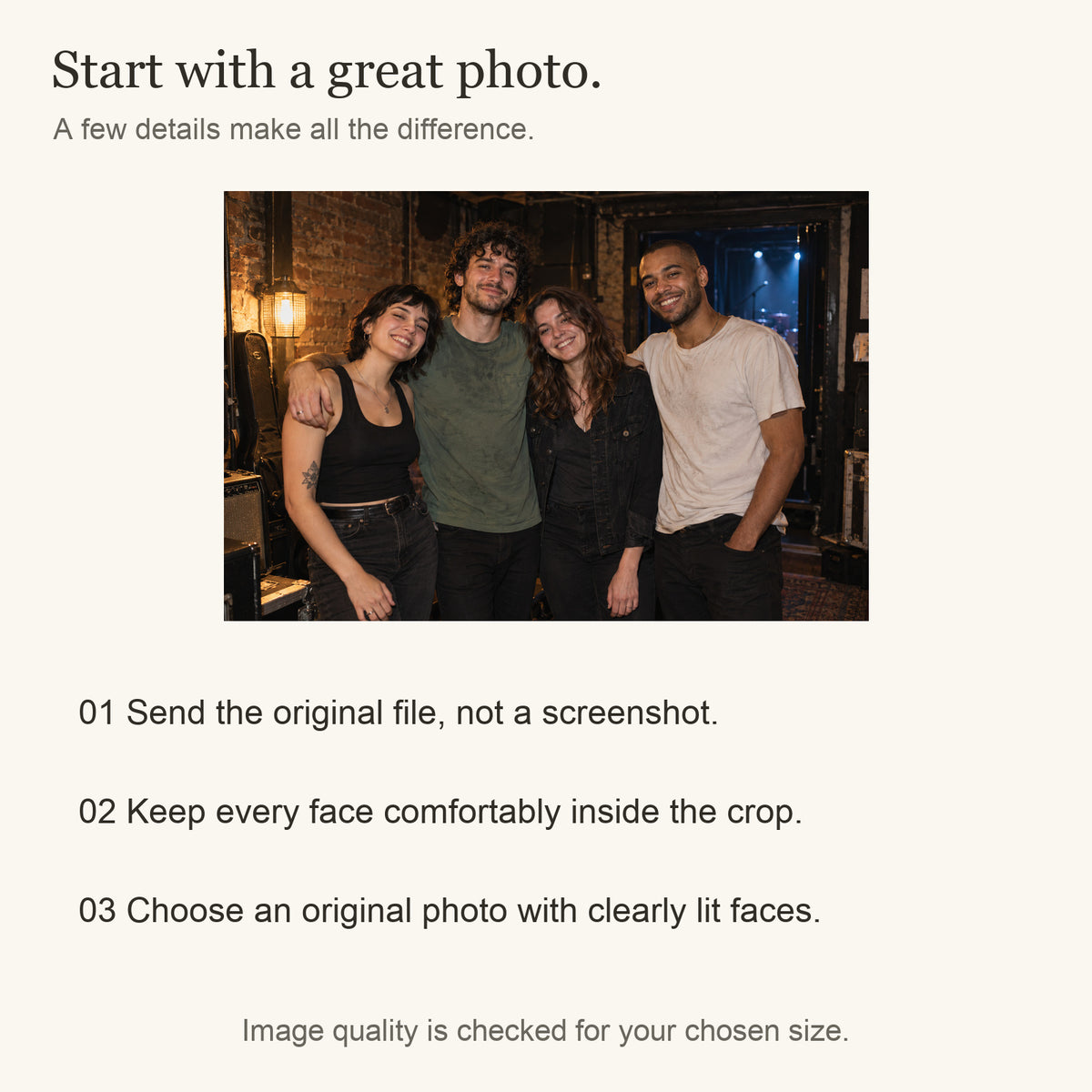 Personalized Band & Dance Group Photo Canvas — Original photo file submission tips — Image 9