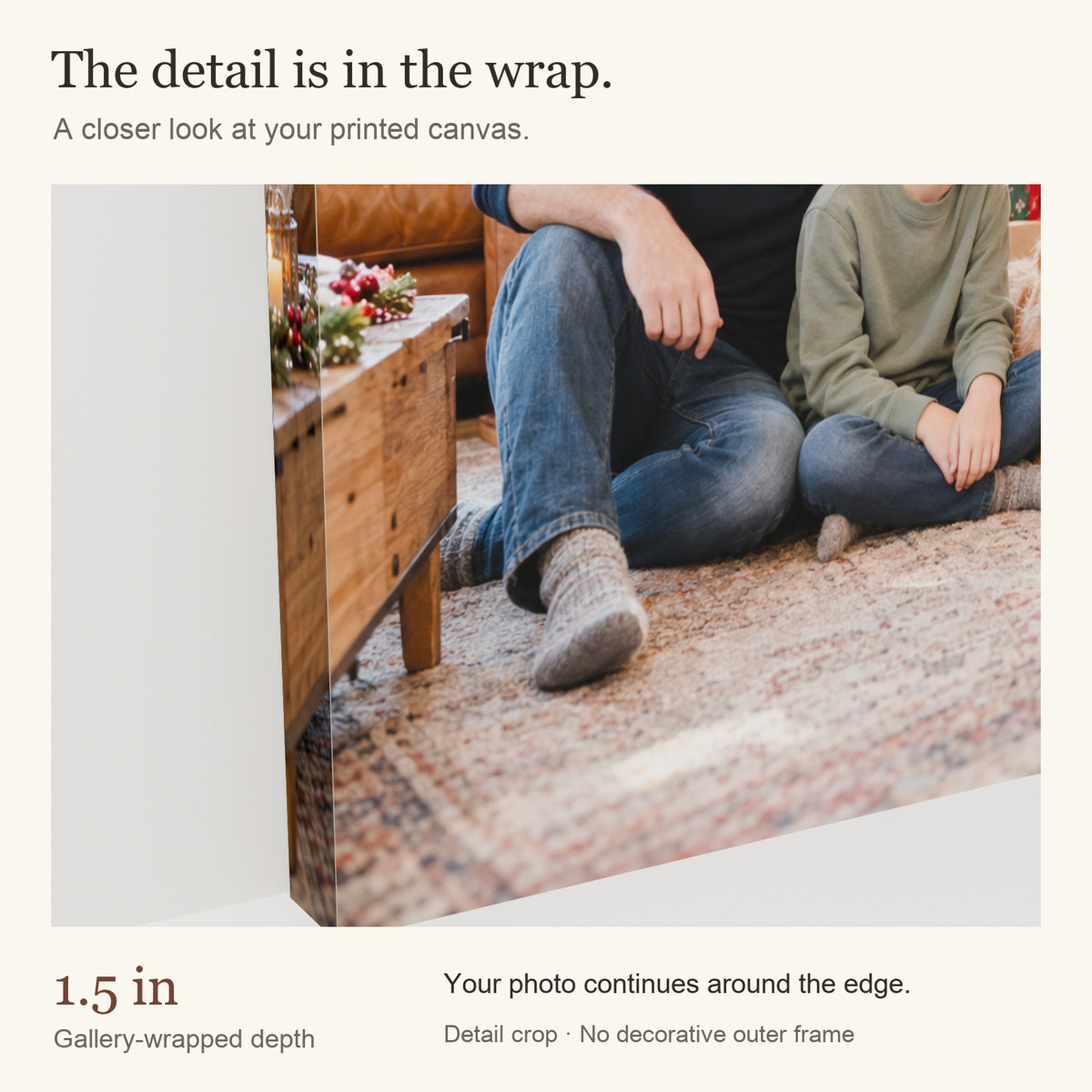 Personalized Christmas Photo Canvas — Gallery-wrapped canvas edge detail — Image 6