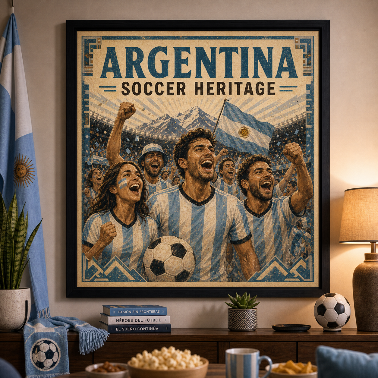 Argentina soccer heritage vintage art print framed wall art