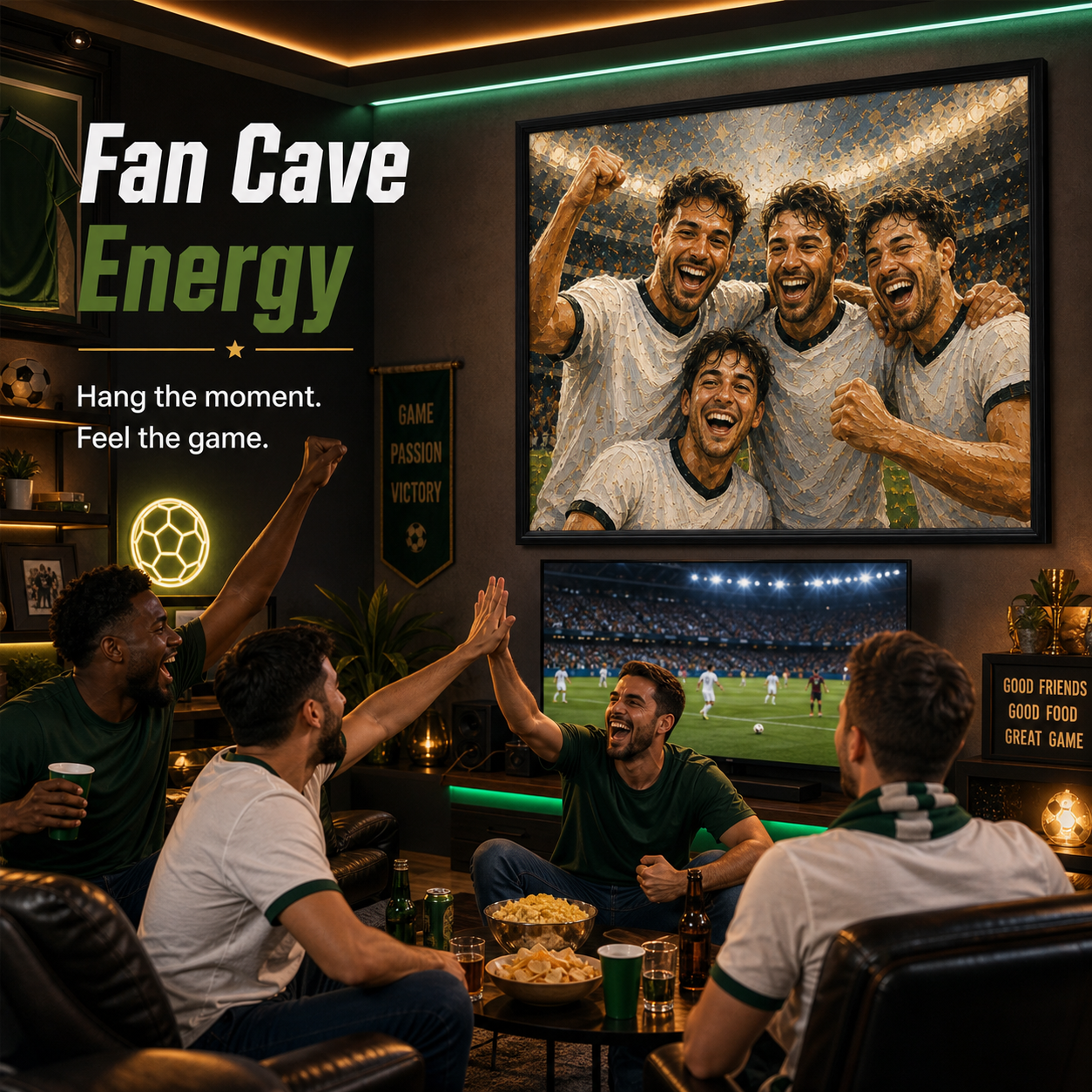 Custom World Cup inspired fan cave soccer print from photo
