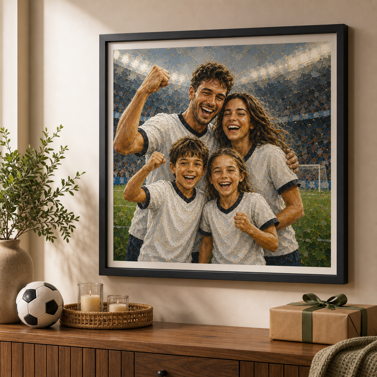 Football portrait print from photo family keepsake framed wall art gift setting