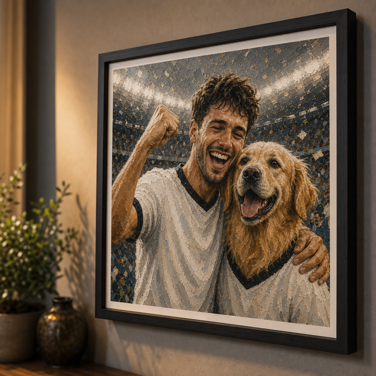 Football portrait print from photo pet and fan premium framed close-up