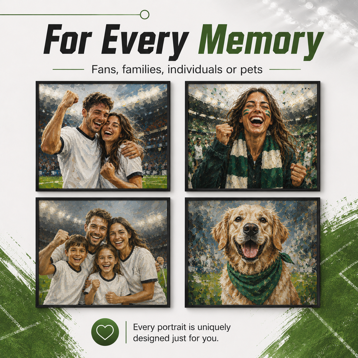 Personalized football portrait print for fans families individuals and pets