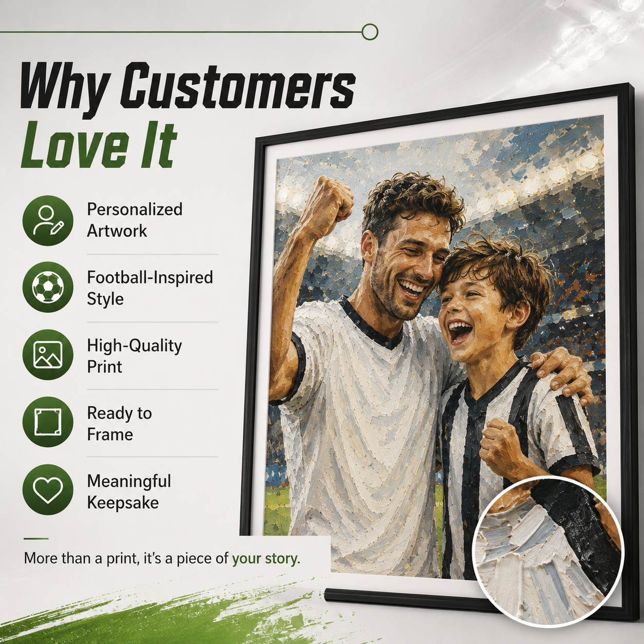 Why customers love personalized football inspired portrait prints