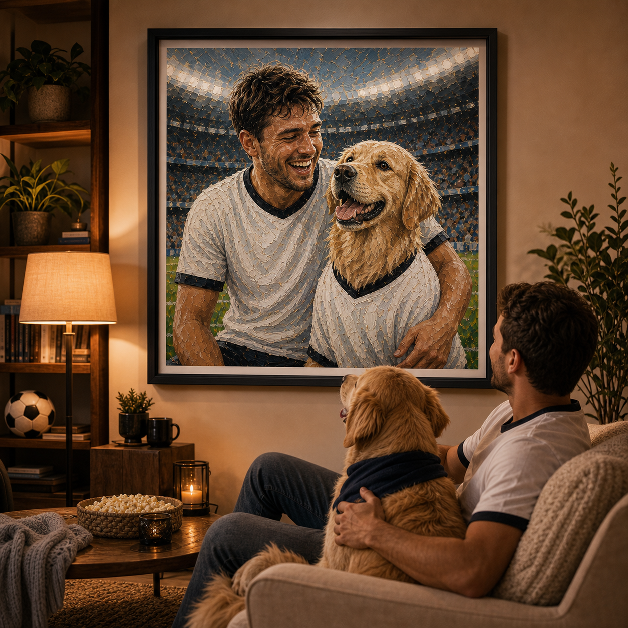 Soccer portrait print from photo pet and fan cozy living room wall art