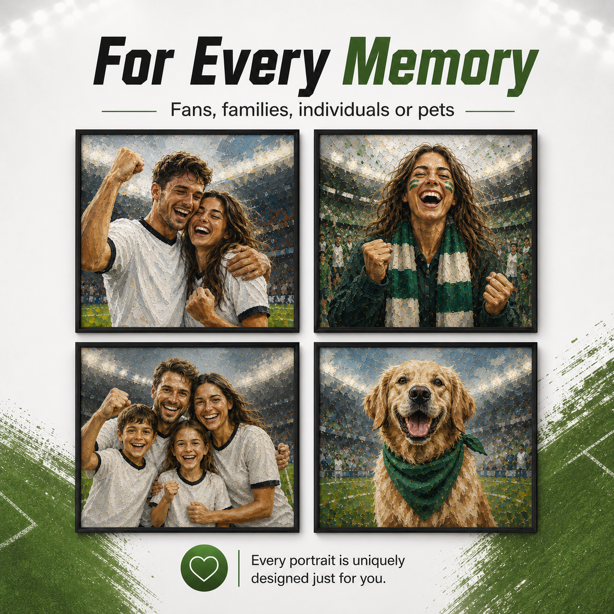 Personalized soccer portrait print for fans families individuals and pets