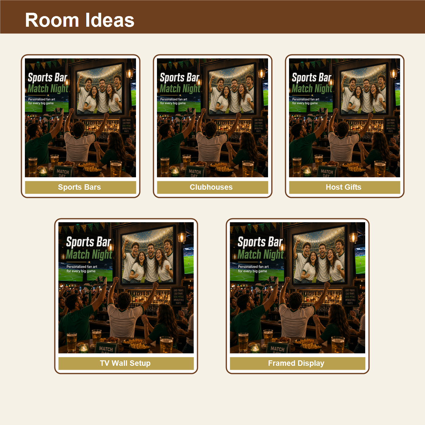 Sports bar personalized soccer wall art room ideas for lounges framed displays and event corners