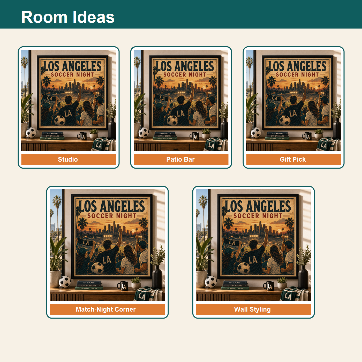 Los Angeles soccer night room ideas for studio patio bar gift pick and wall styling