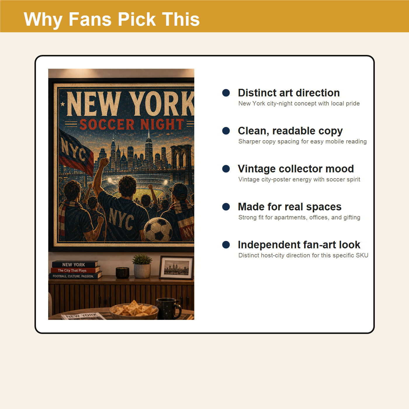Why fans pick the New York soccer night print with distinct urban art direction