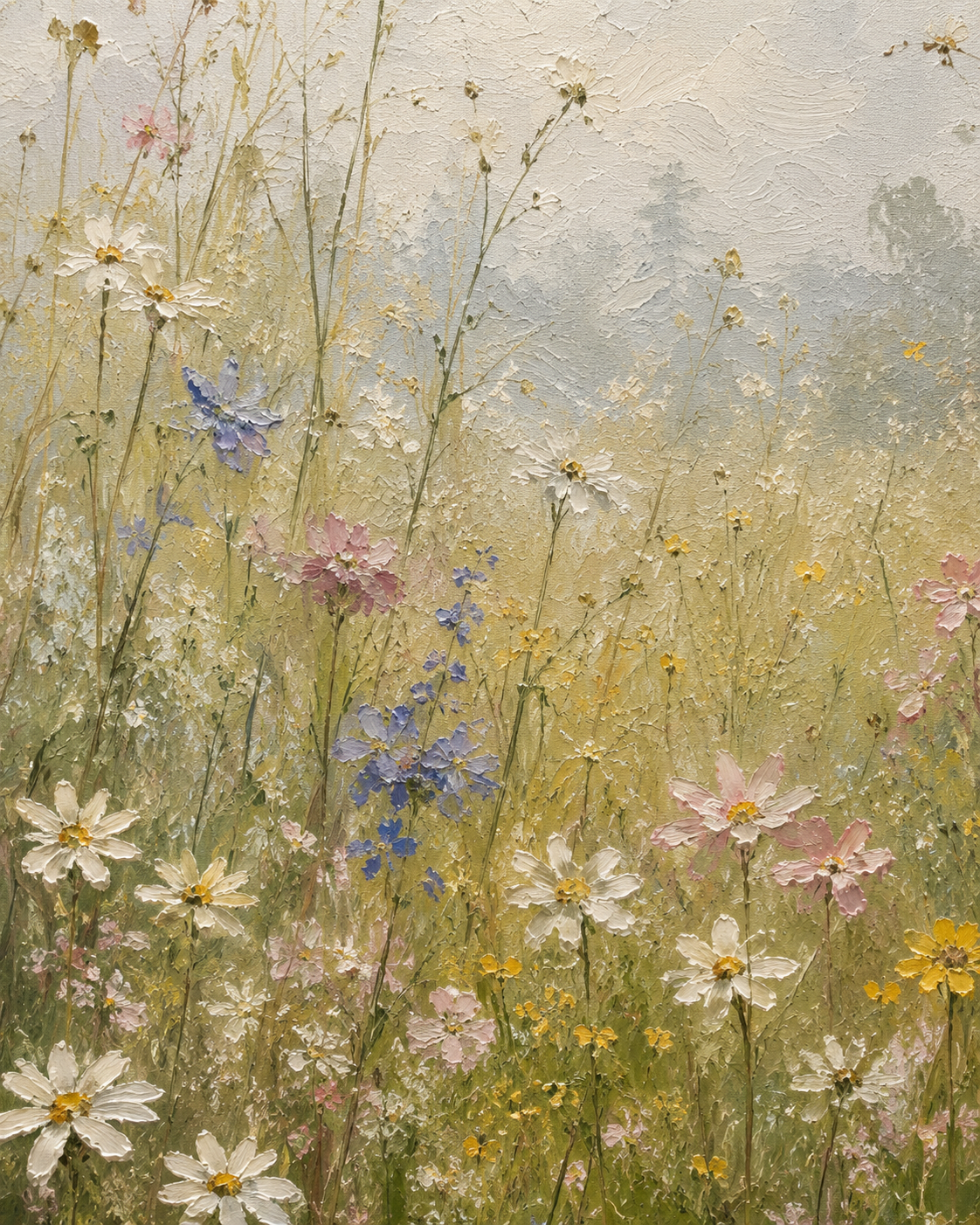 Wildflower Meadow — impressionist wildflower field oil painting on canvas — image 1