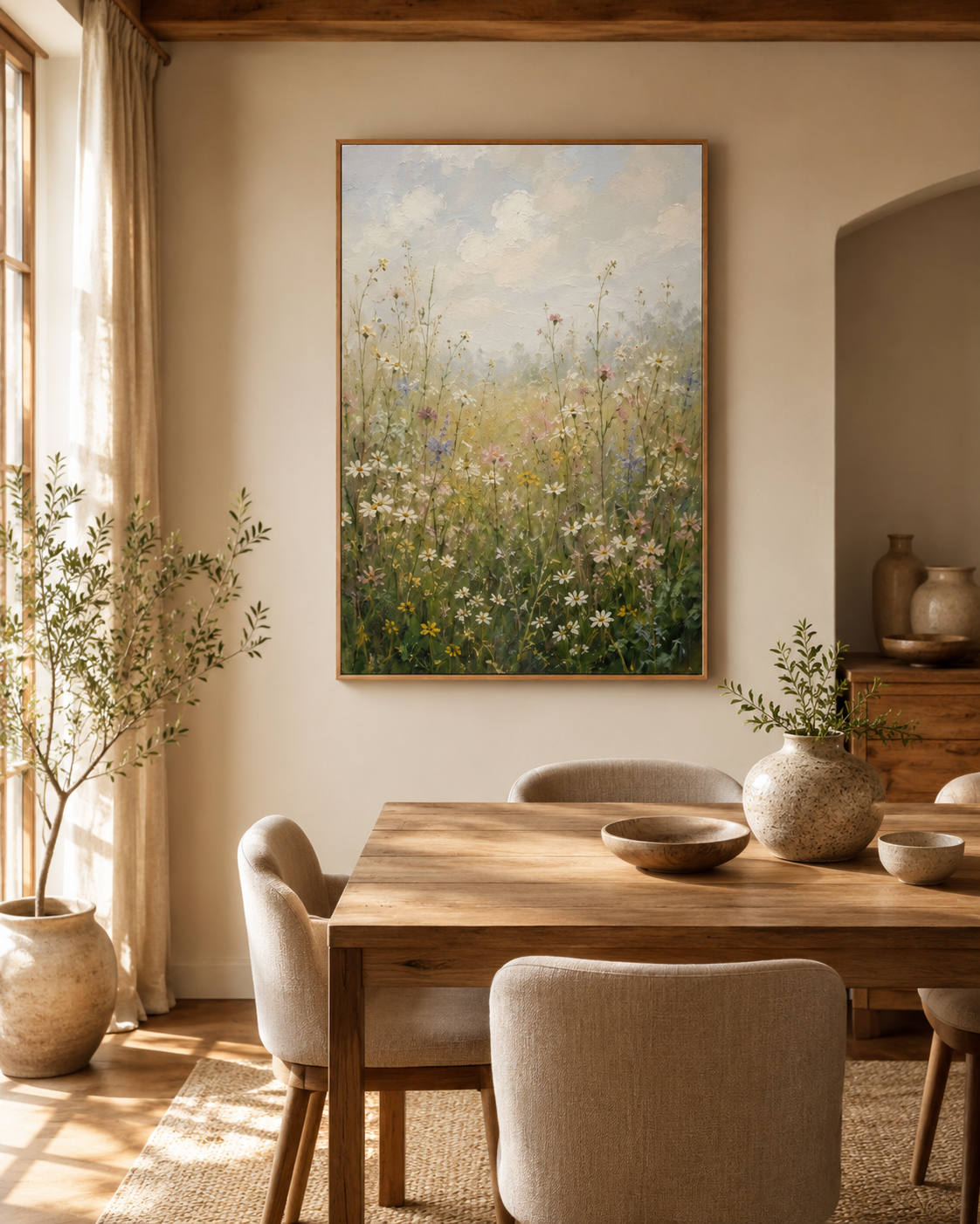 Wildflower Meadow — impressionist wildflower field oil painting on canvas — image 4