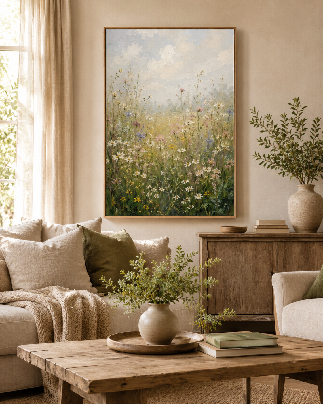 Wildflower Meadow — impressionist wildflower field oil painting on canvas — image 9