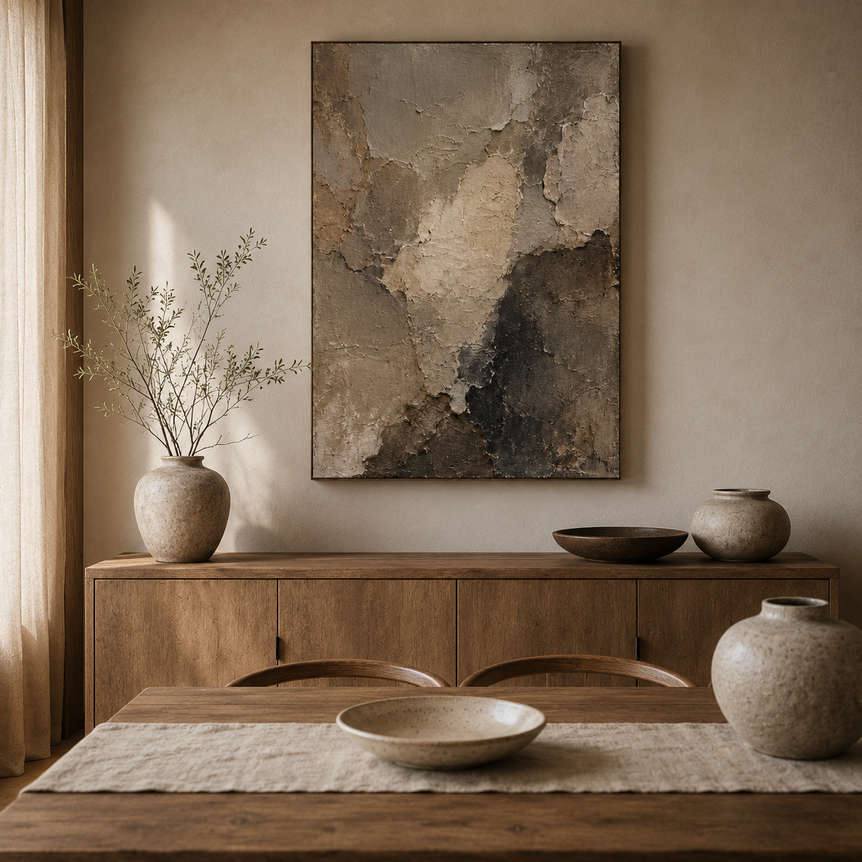 Terra — earthy brown and grey textured abstract oil painting on canvas — image 4