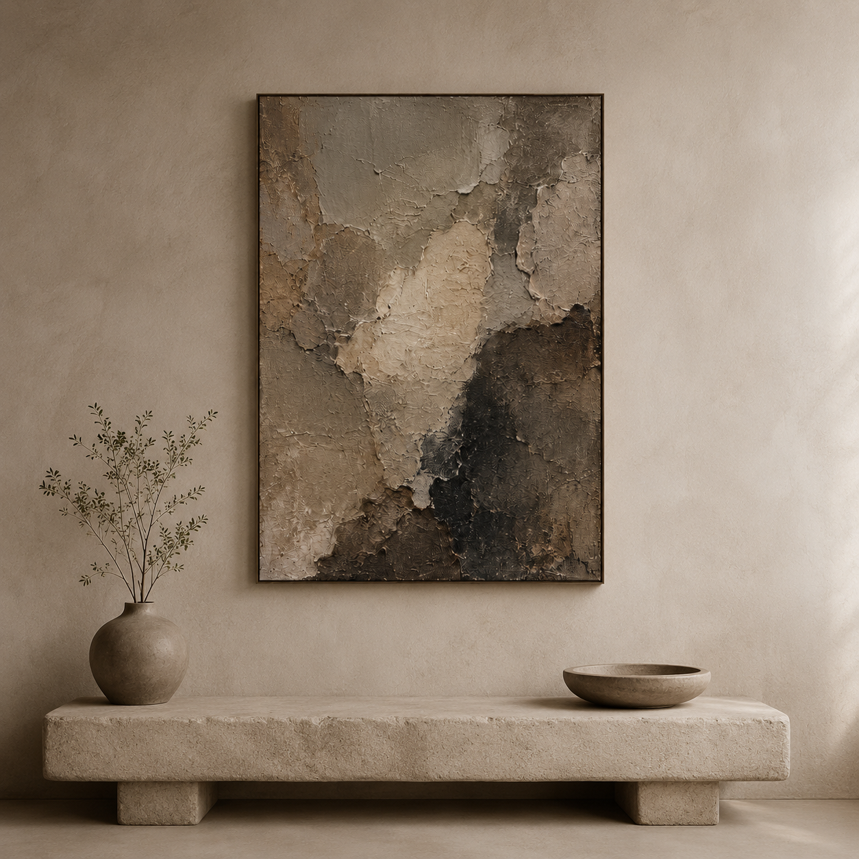 Terra — earthy brown and grey textured abstract oil painting on canvas — image 8