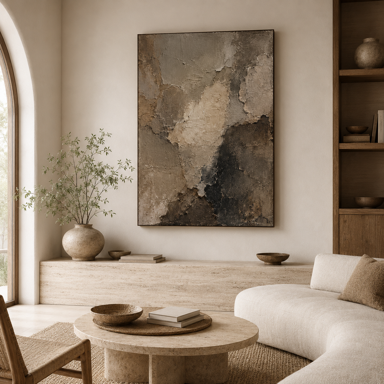 Terra — earthy brown and grey textured abstract oil painting on canvas — image 9