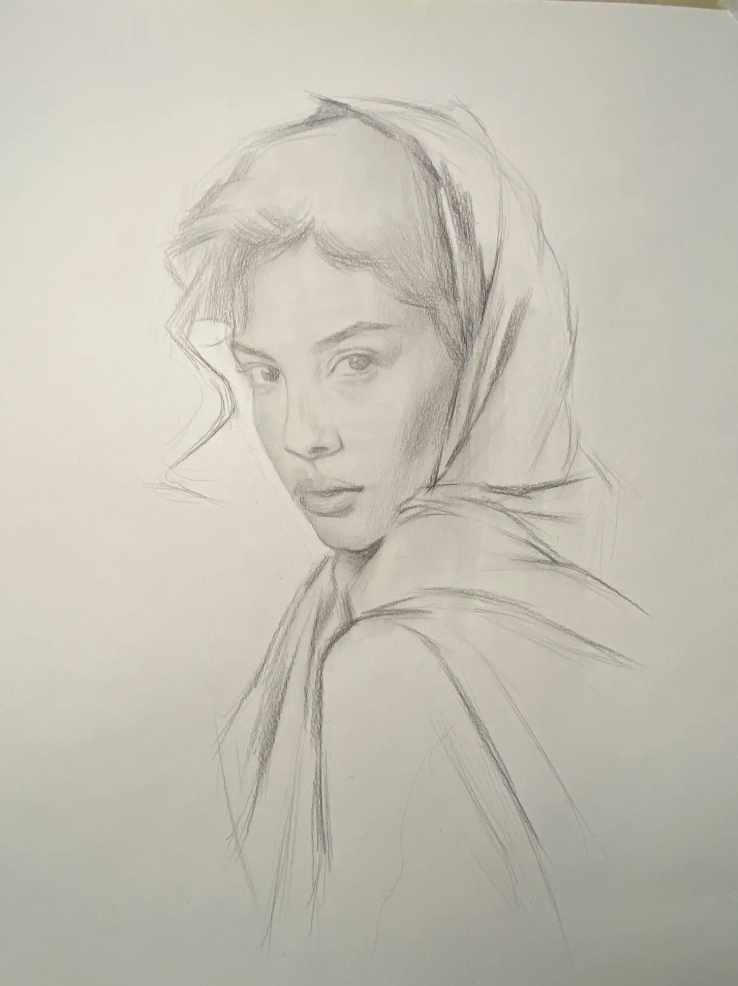 Custom realistic charcoal portrait, hand-drawn from photo — woman portrait — image 4
