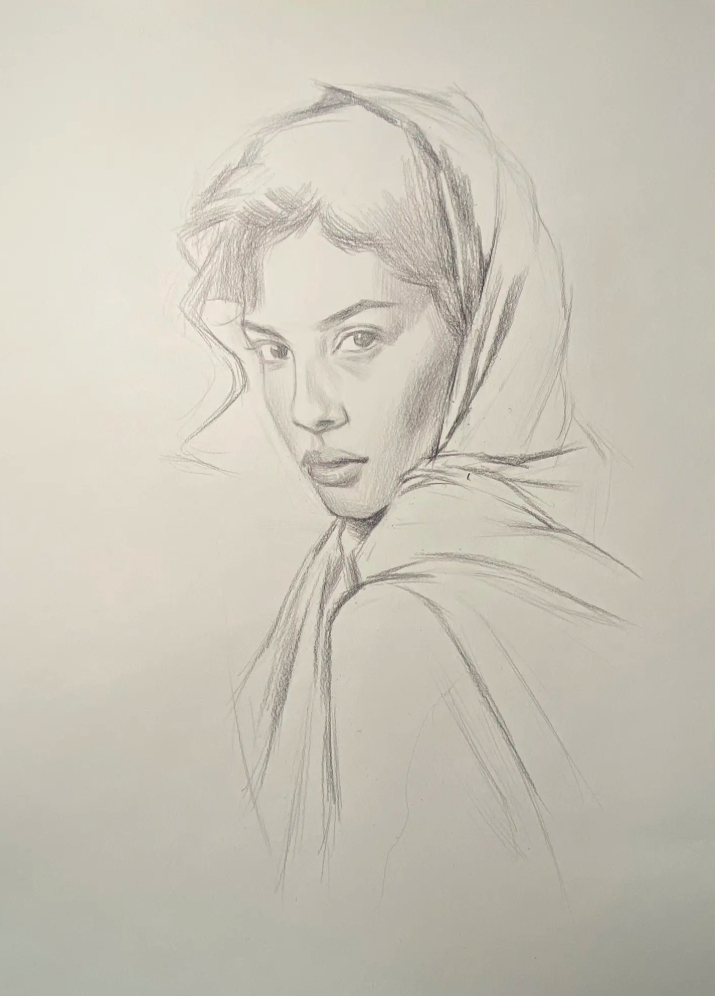 Custom realistic charcoal portrait, hand-drawn from photo — woman portrait — image 5