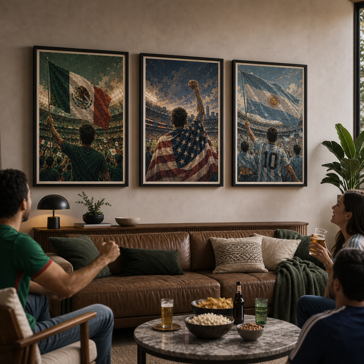 World Cup 2026 country edition wall art featuring Mexico USA and Argentina framed prints