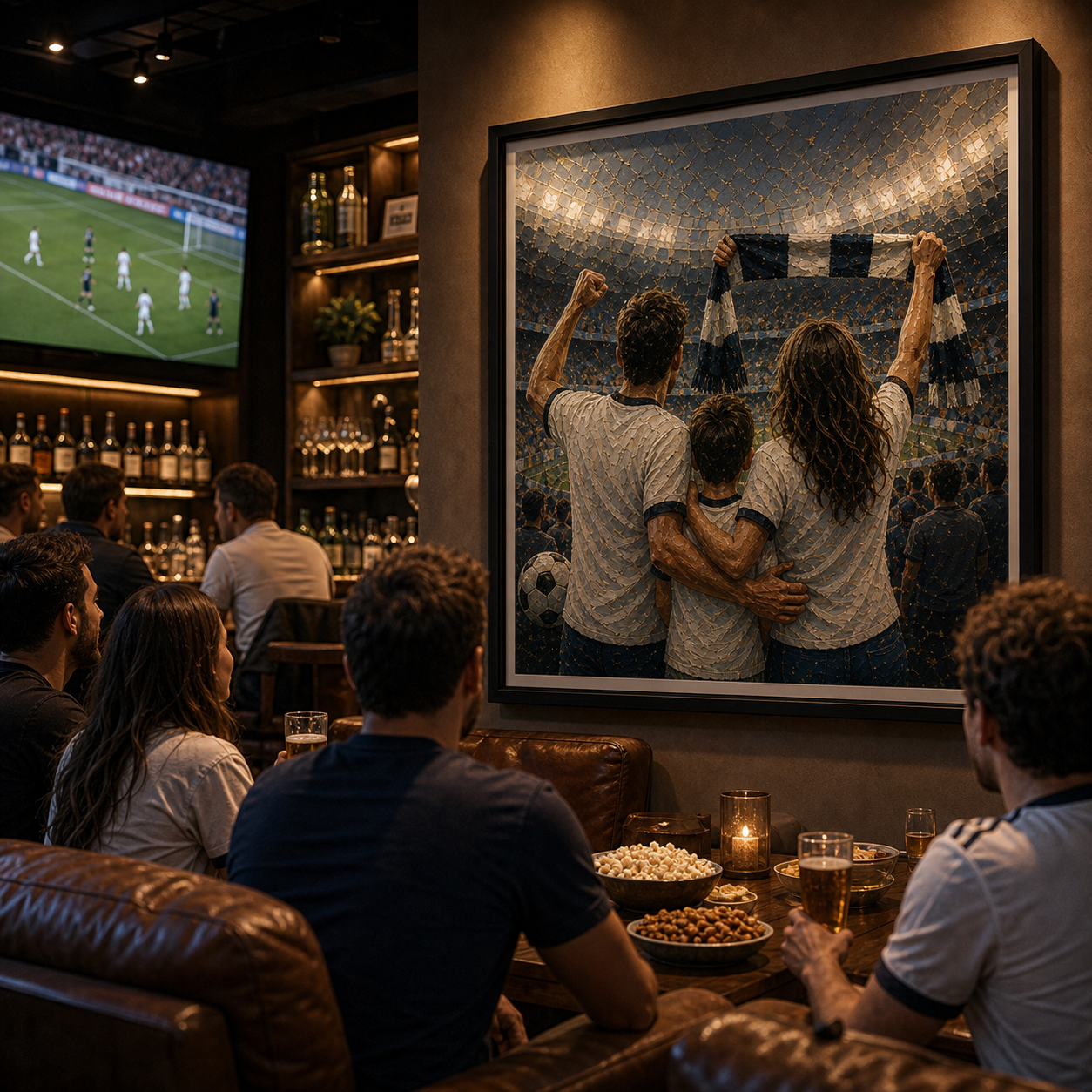 Sports bar World Cup watch party wall art from photo with premium framed print