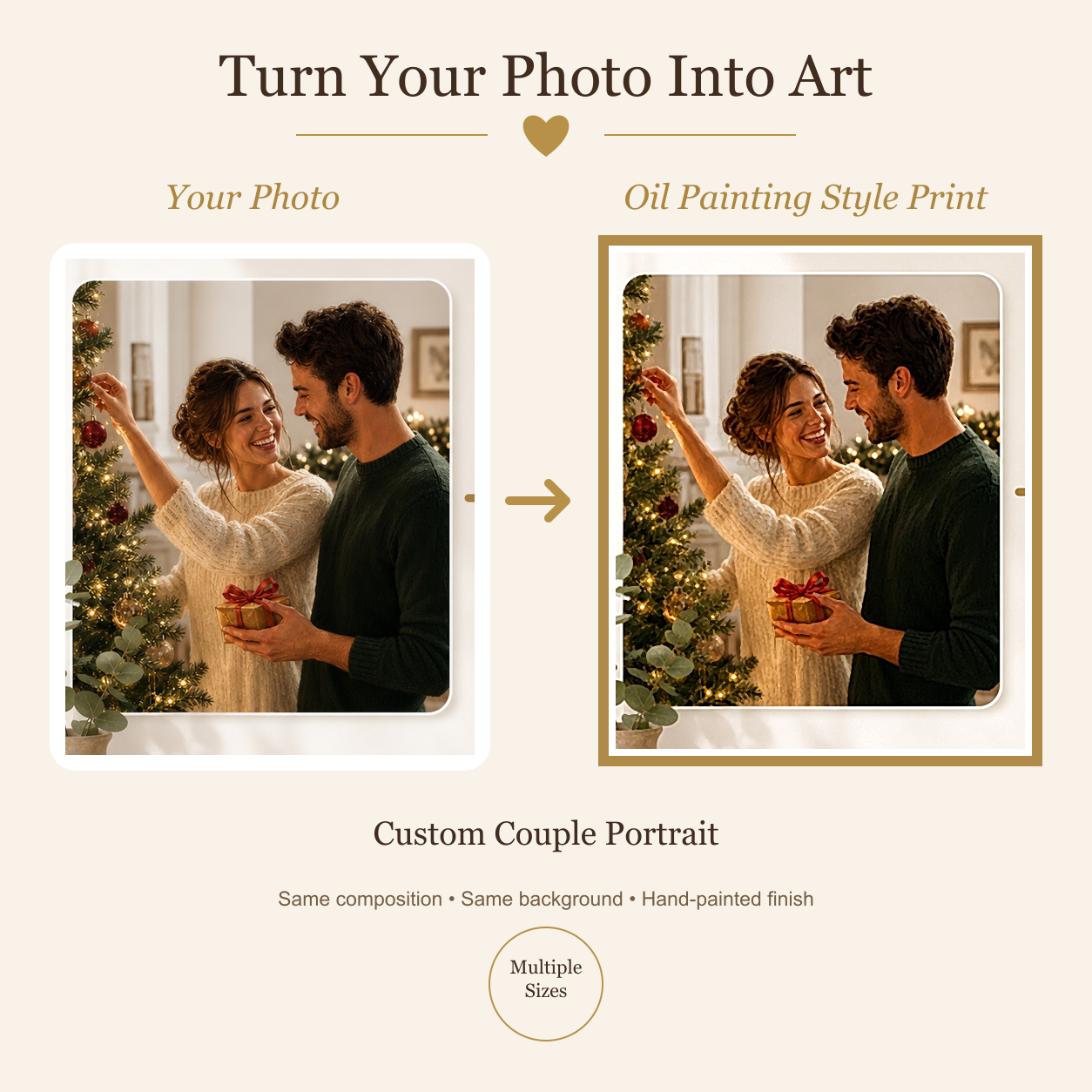 Photo-to-art preview — identical composition and background