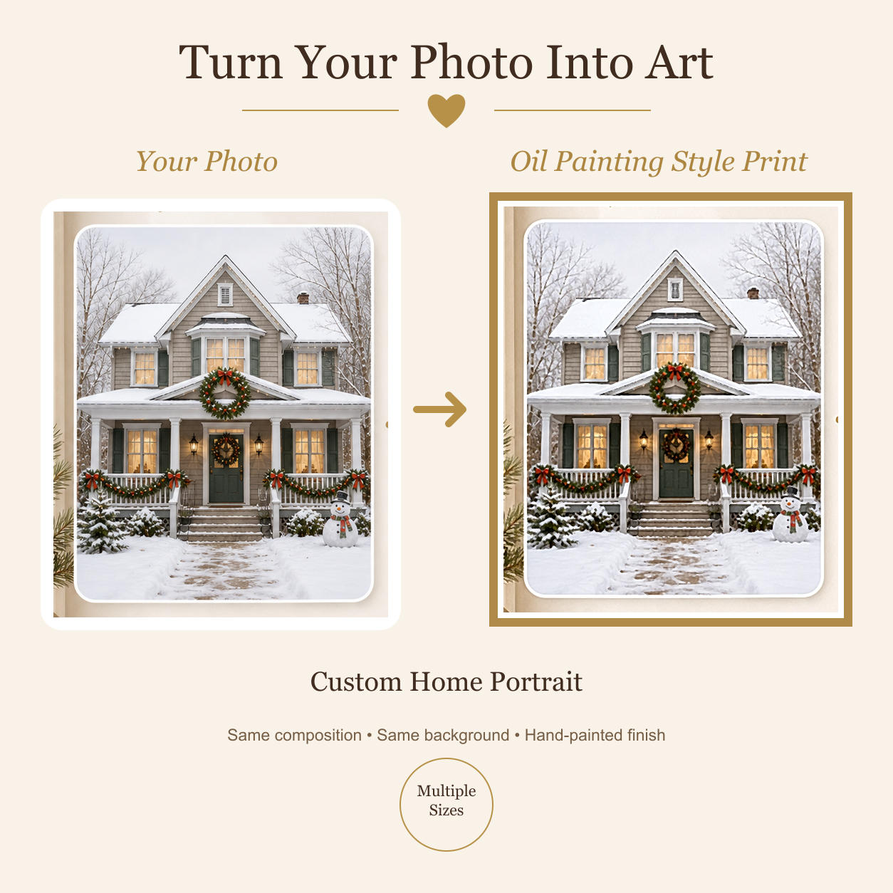 Photo-to-art preview — identical composition and background