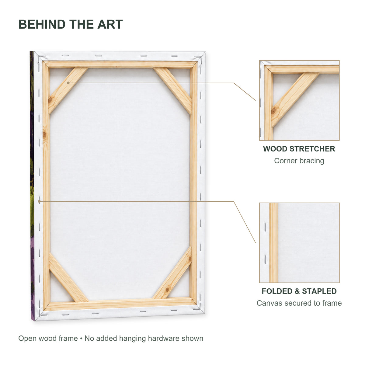 Midnight Apple Fizz — open canvas back with wood stretcher, corner braces and stapled folds — image 08