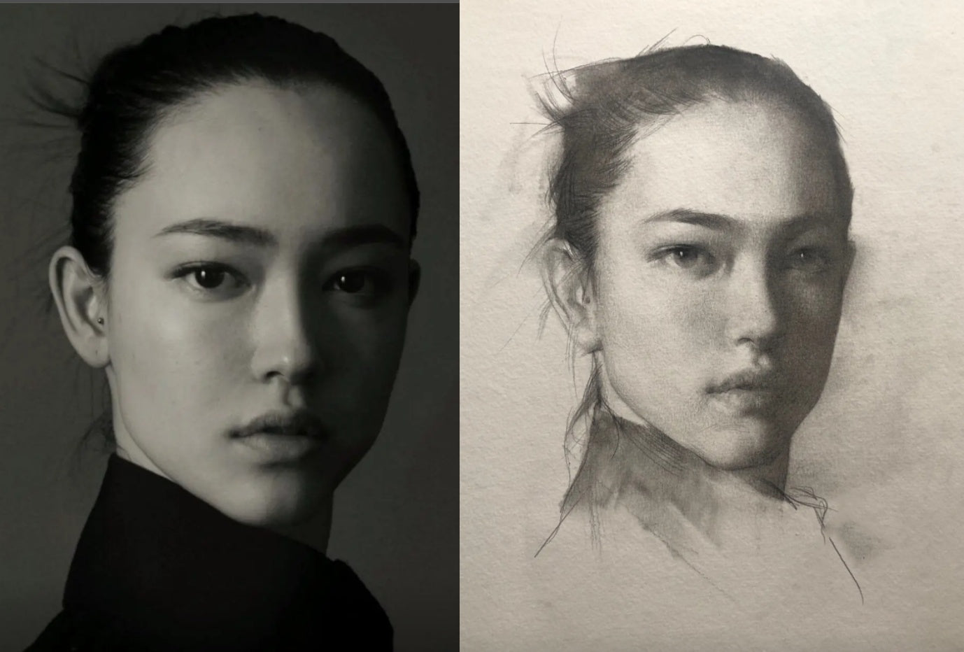 Custom charcoal portrait from photo - gallery image 8