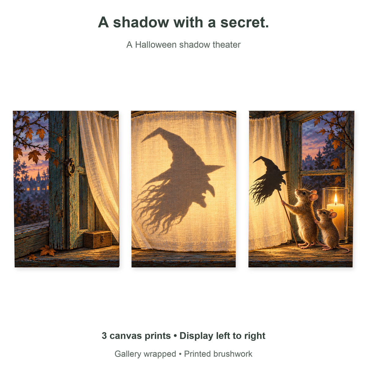Midnight Shadow Theatre — design overview showing the three-panel left-to-right sequence — image 10