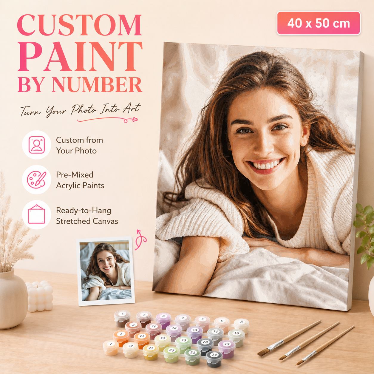 Custom Paint-by-Number Kit from Photo | 16×20 in