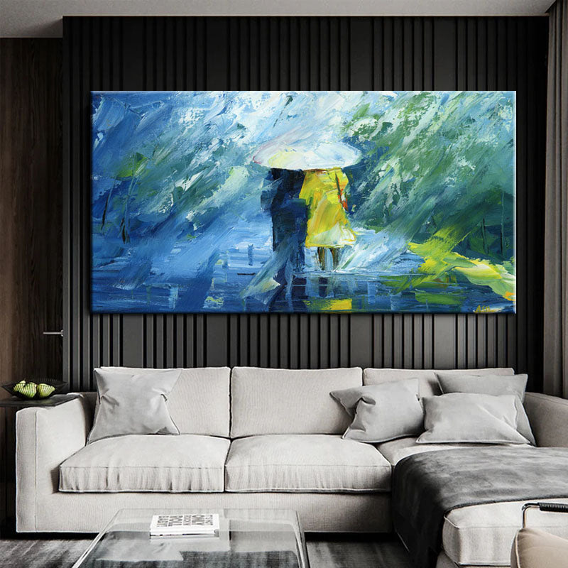 Figures in the Rain Painting