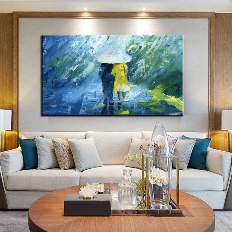 Figures in the Rain Painting