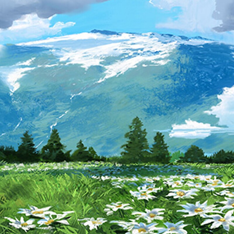 Mountainous Meadows Painting