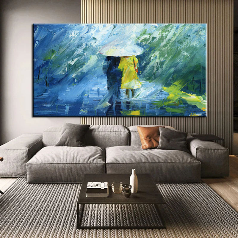 Figures in the Rain Painting