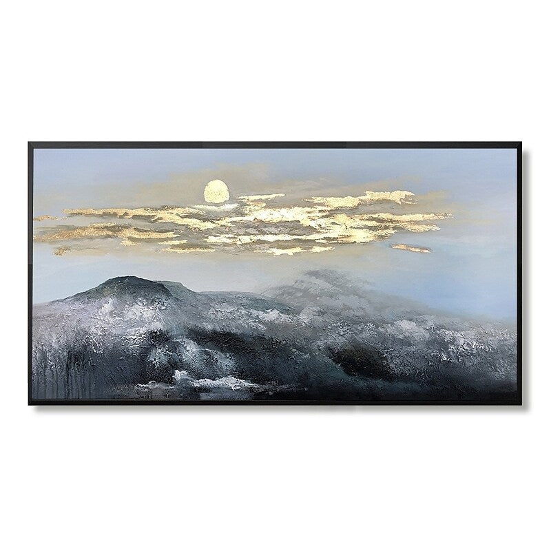 Misty Moon Mountains Painting