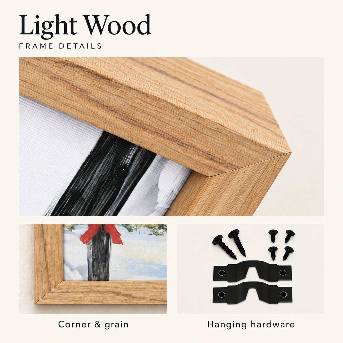 Your Memories, at Home — Custom Photo Canvas with Light Wood Frame — Fixed light wood frame material and corner detail reference — Image 7