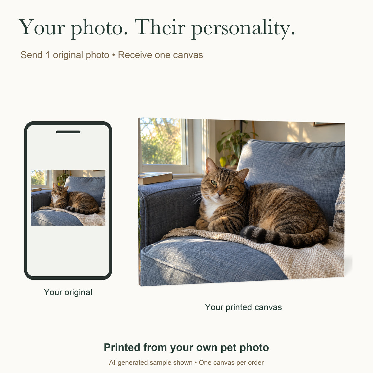 Everyday Pet Moments — Personalized Pet Photo Canvas — Send your original pet photograph to print on one gallery-wrapped canvas — Image 2