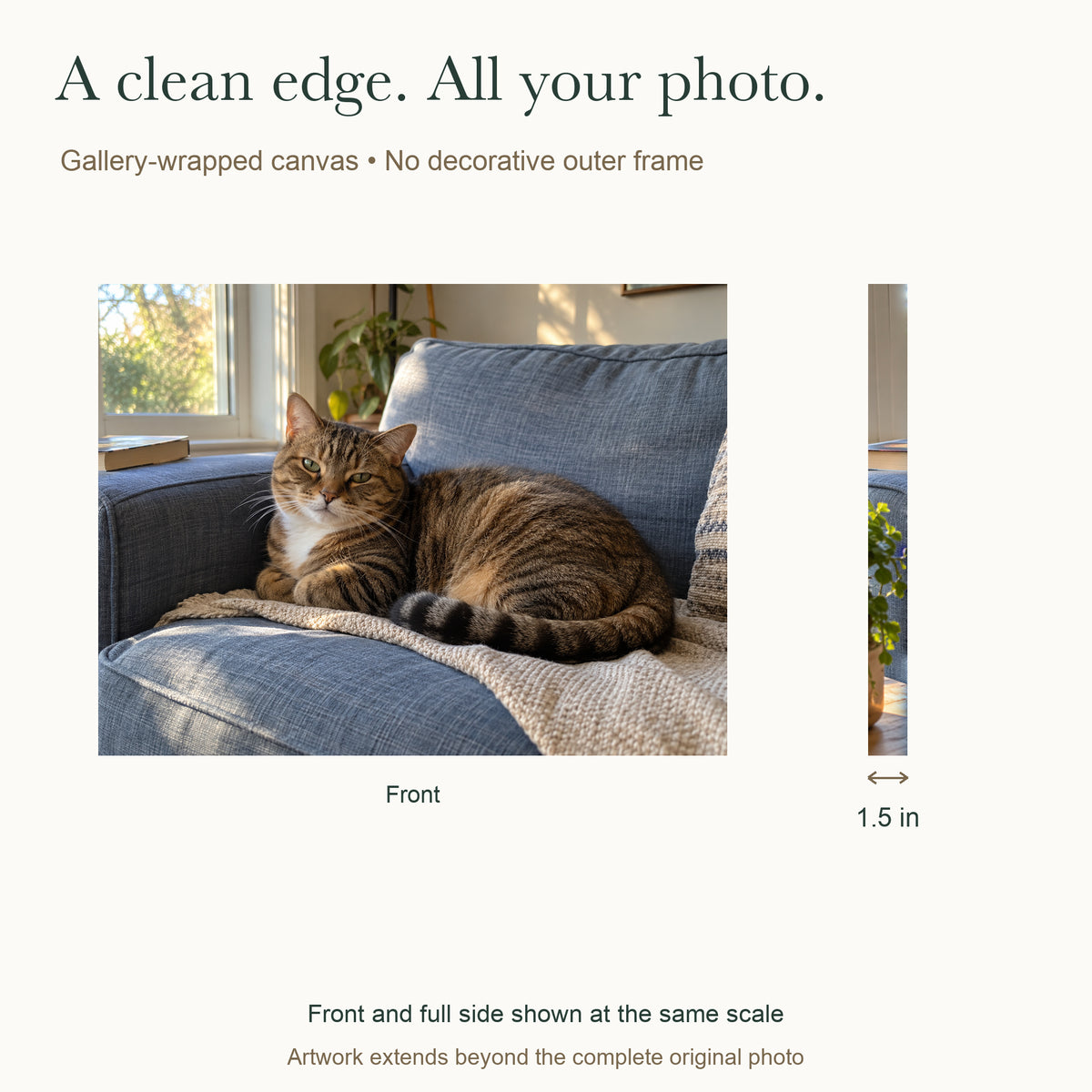 Everyday Pet Moments — Personalized Pet Photo Canvas — Complete front and side at the same scale, 1.5 inch depth — Image 4