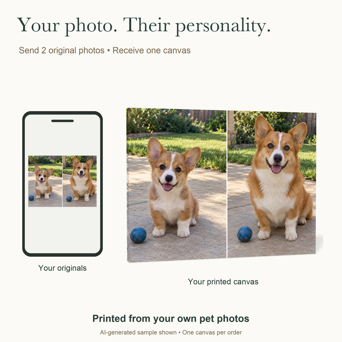Then & Now Pet Memories — Personalized Pet Photo Canvas — Send your original pet photographs to print on one gallery-wrapped canvas — Image 2