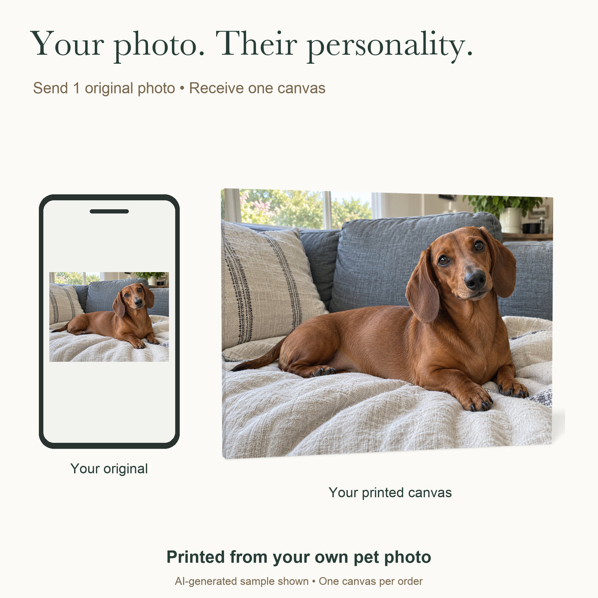Little Legs, Big Love — Custom Dog Photo Canvas — Send your original pet photograph to print on one gallery-wrapped canvas — Image 2