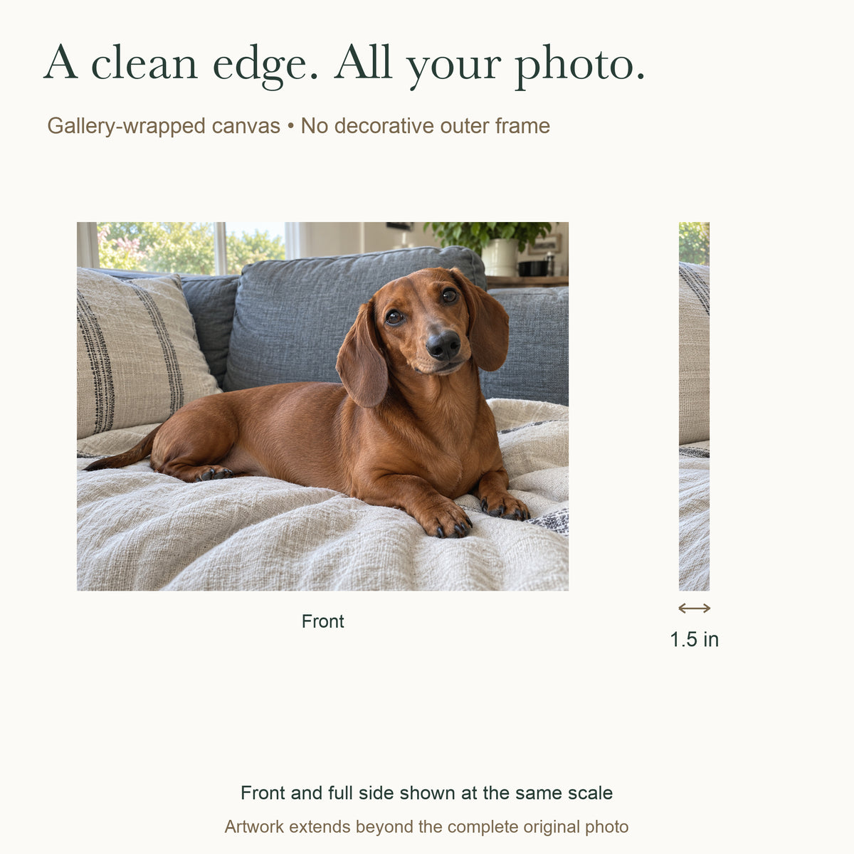 Little Legs, Big Love — Custom Dog Photo Canvas — Complete front and side at the same scale, 1.5 inch depth — Image 4