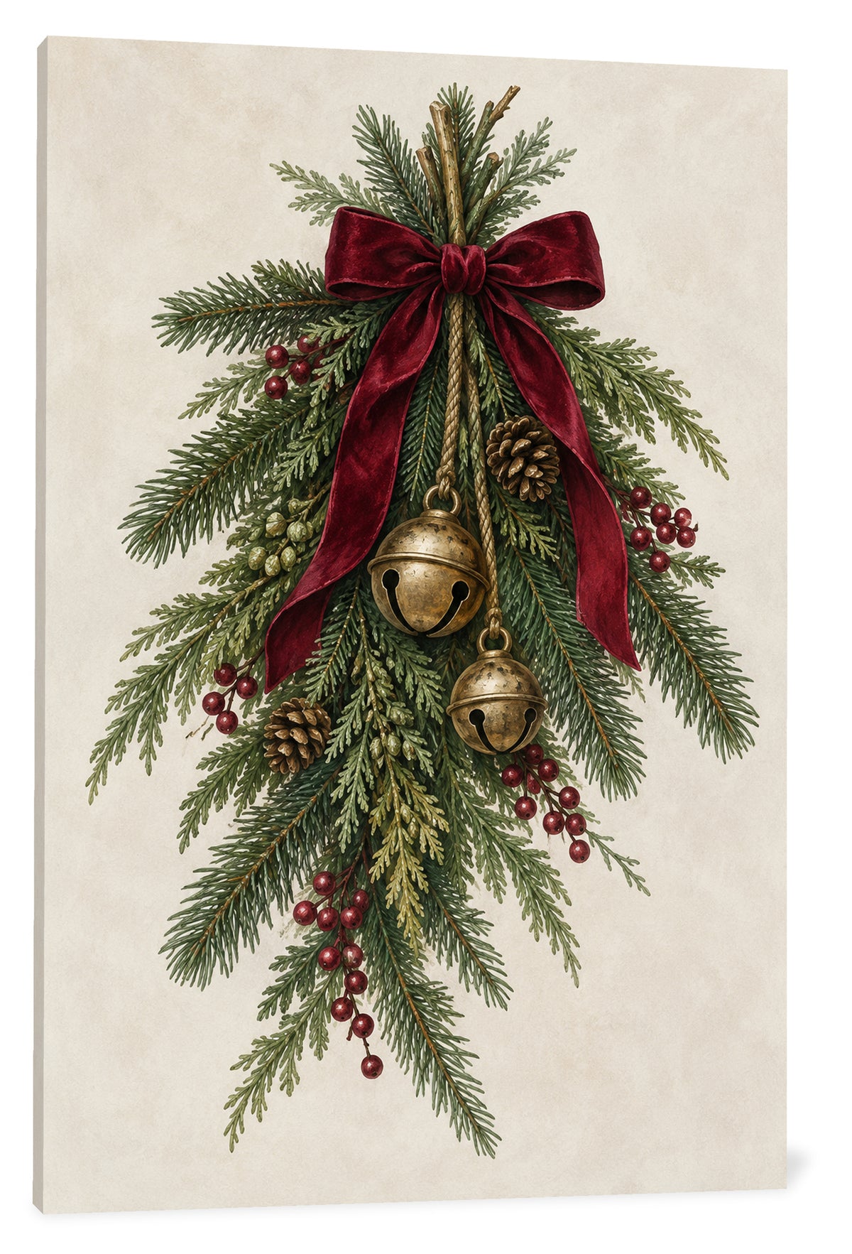 Evergreen Bells Christmas Canvas Wall Art — gallery-wrapped canvas on white