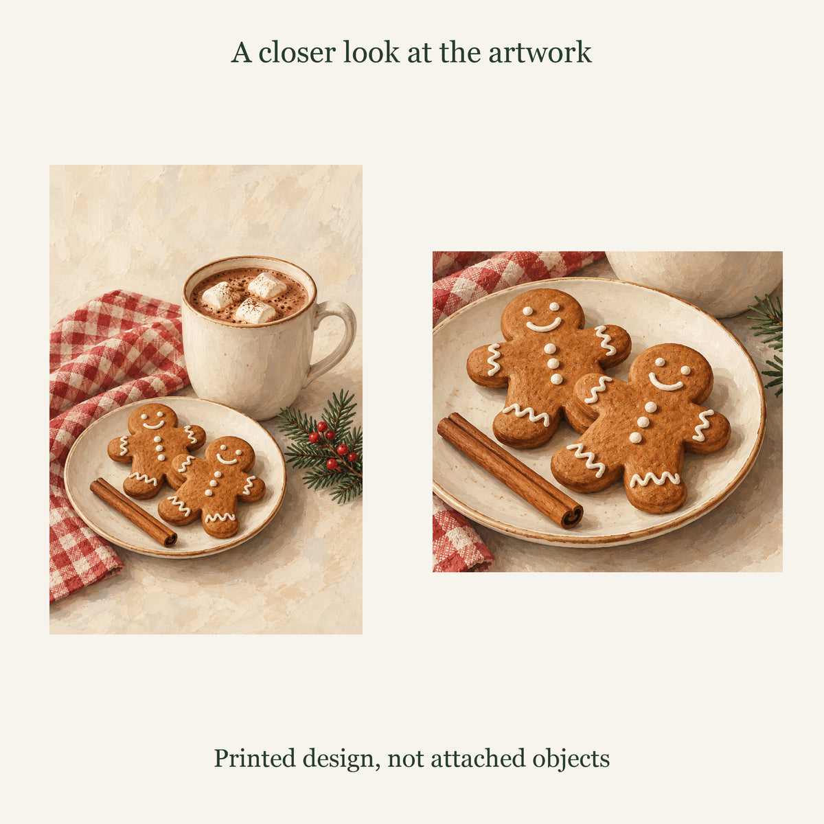 Gingerbread Pause Christmas Kitchen Canvas Art — printed artwork detail