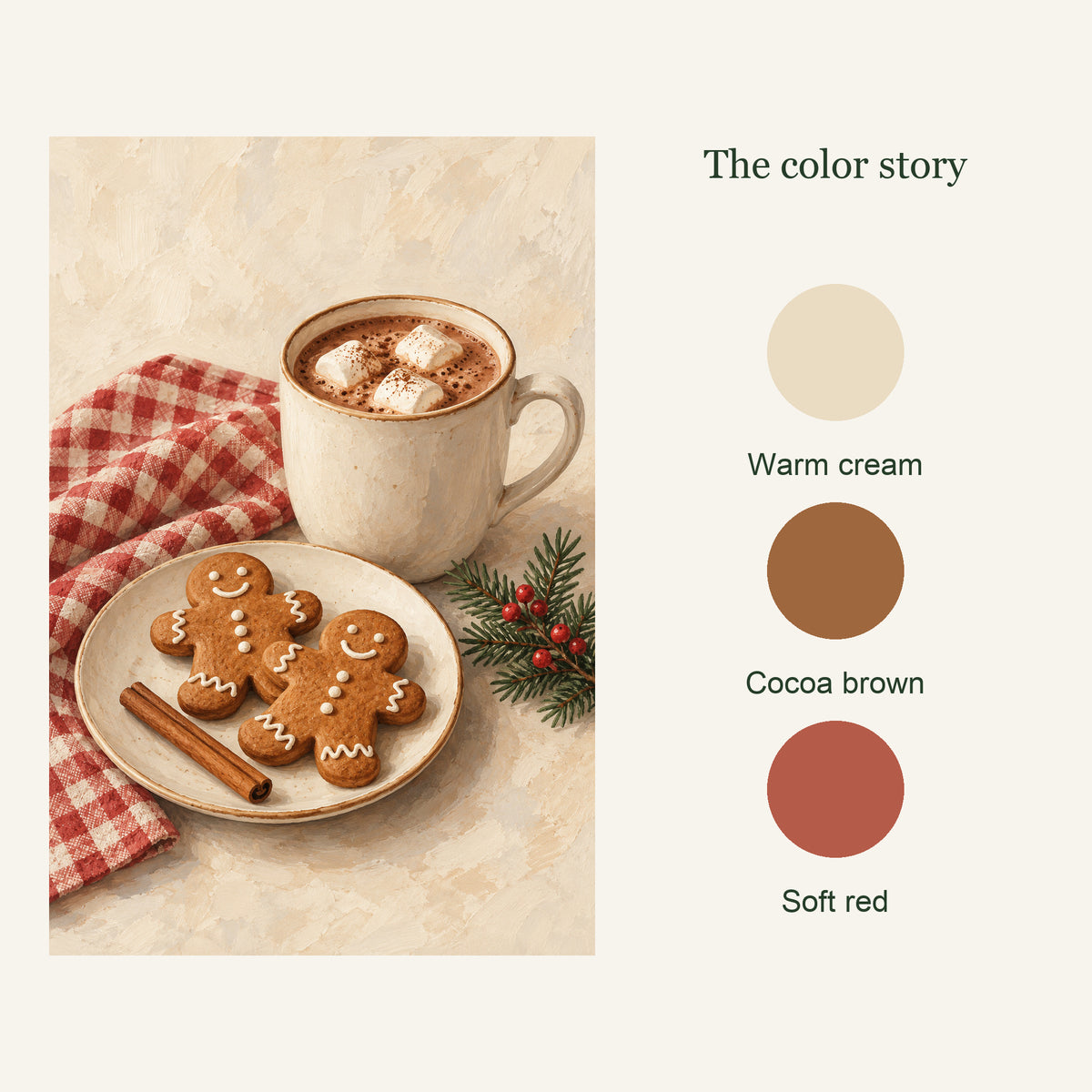 Gingerbread Pause Christmas Kitchen Canvas Art — artwork color palette