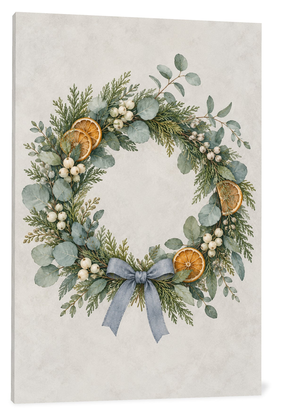 Frosted Welcome Winter Wreath Canvas Wall Art — gallery-wrapped canvas on white