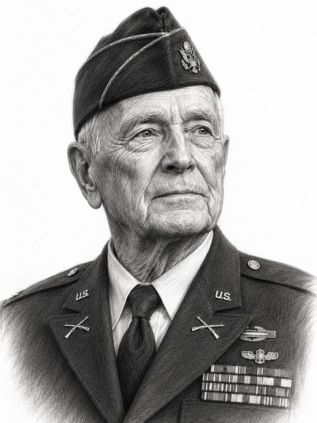 Custom Veteran Charcoal &amp; Pencil Portrait | Hand-Drawn Military Tribute from Photo
