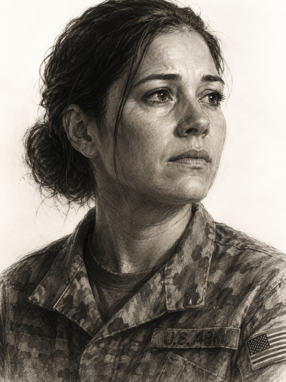 Custom Veteran Charcoal &amp; Pencil Portrait | Hand-Drawn Military Tribute from Photo