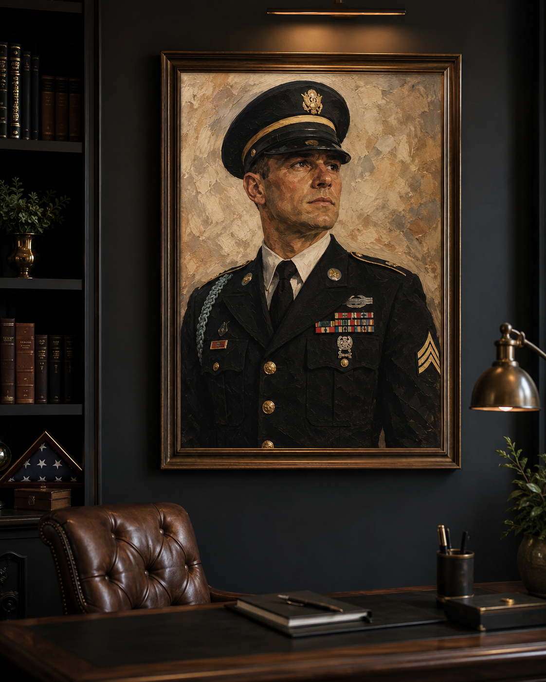 Custom Veteran Oil Portrait Print | Military Tribute Wall Art from Photo