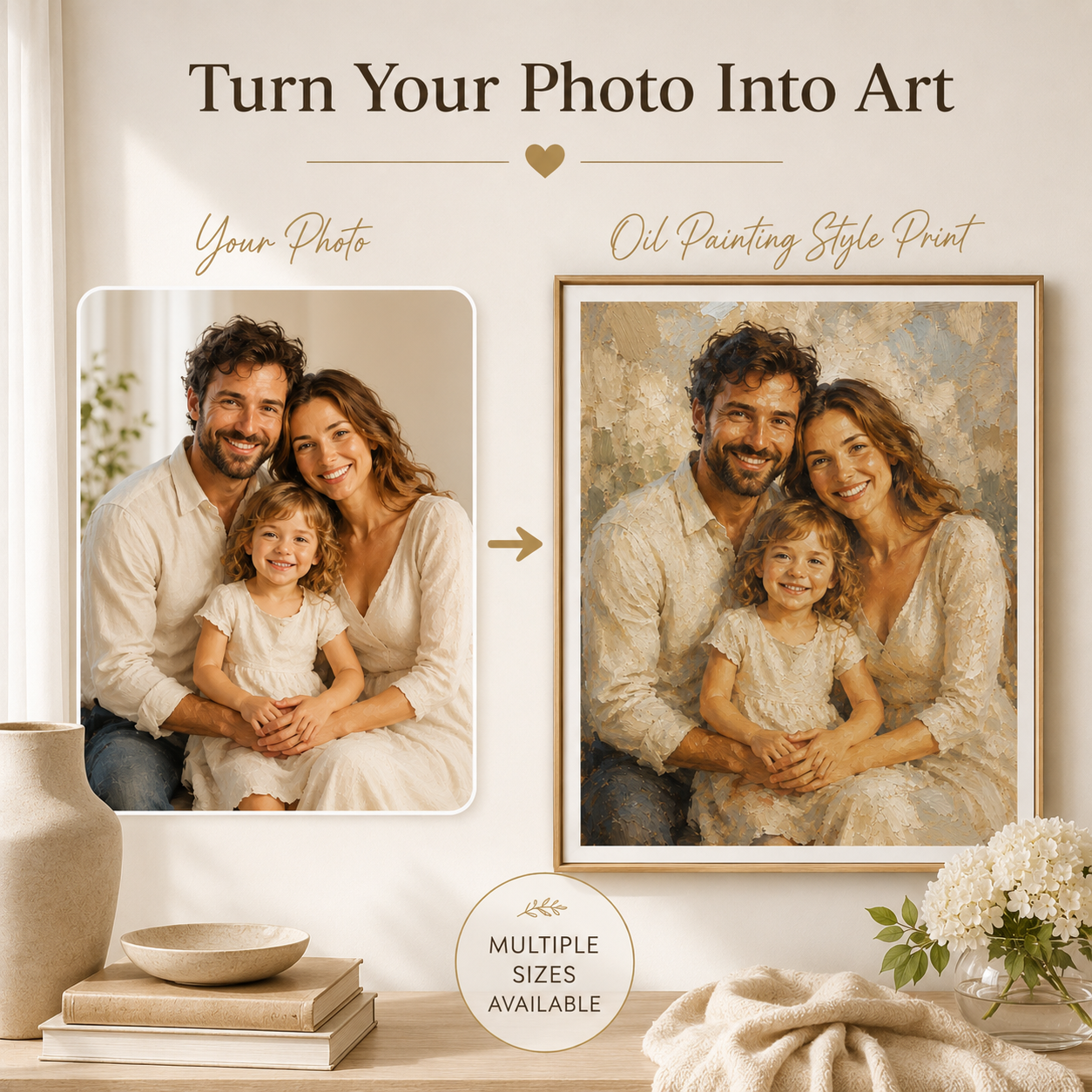 Custom oil portrait canvas or fine art paper print