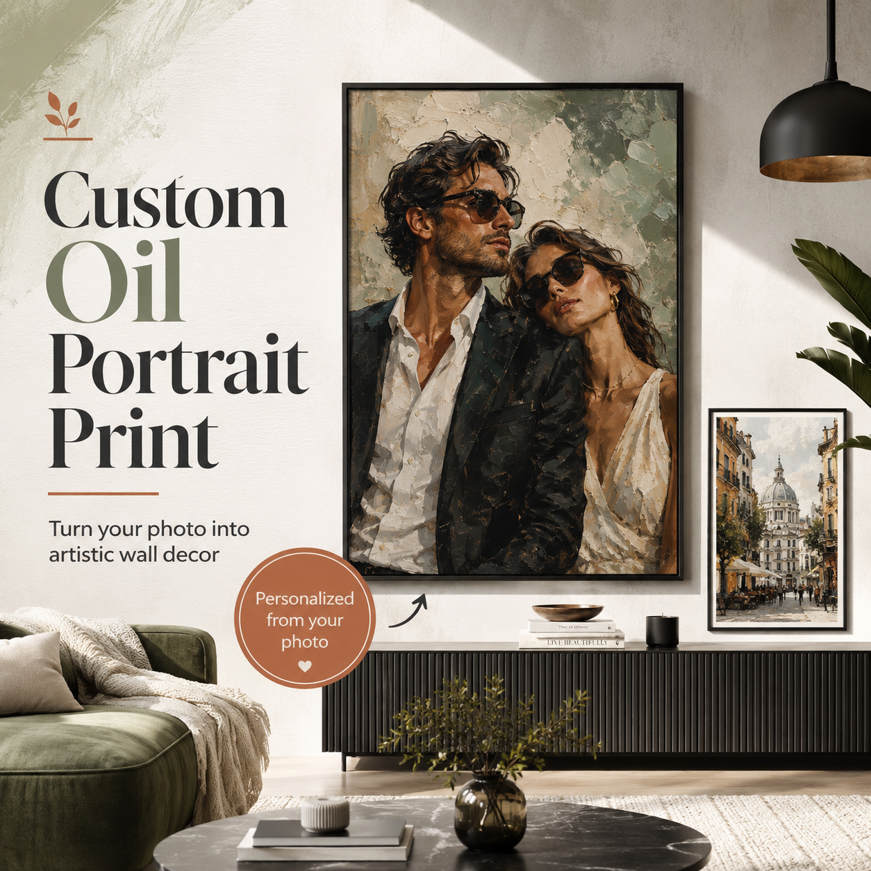 Personalized oil portrait print gift from photo