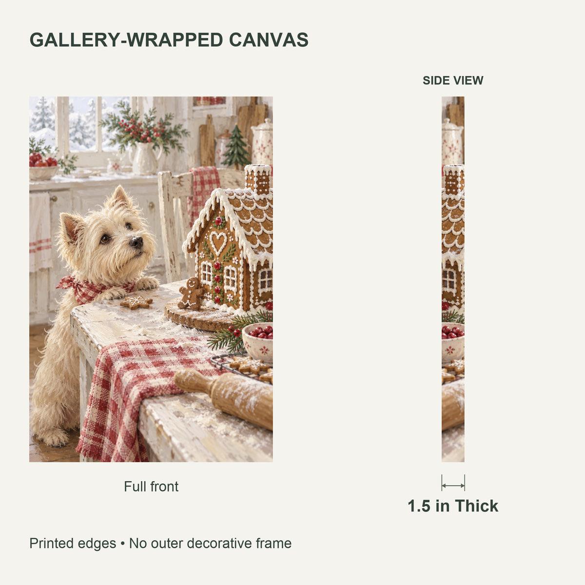 Gingerbread Kitchen Helpers — Christmas Canvas Wall Art — Canvas depth and wrapped edges — image 06